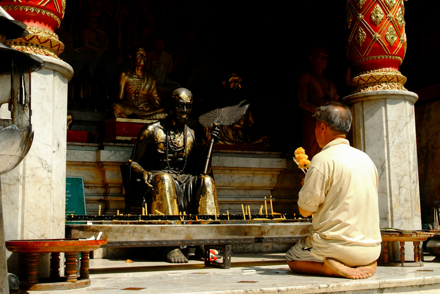 Praying at a buddhist temple