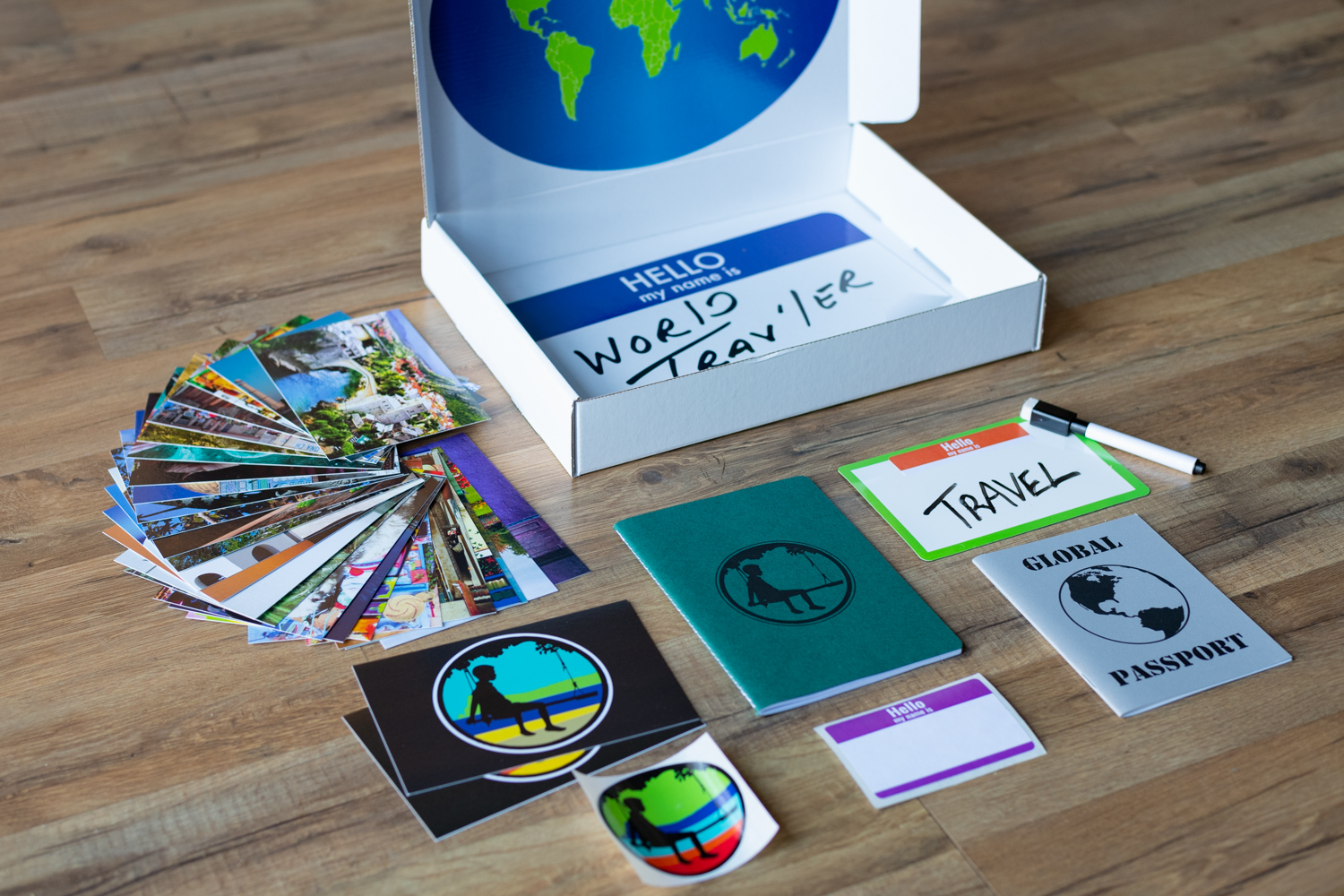 Collectible boxes for Hello my name is world traveler