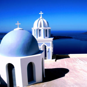 Greece beautiful blue ocean and sky