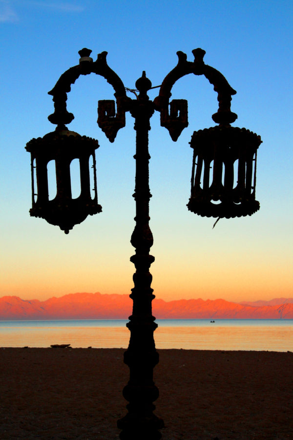 Lamp post with a beautiful sunset
